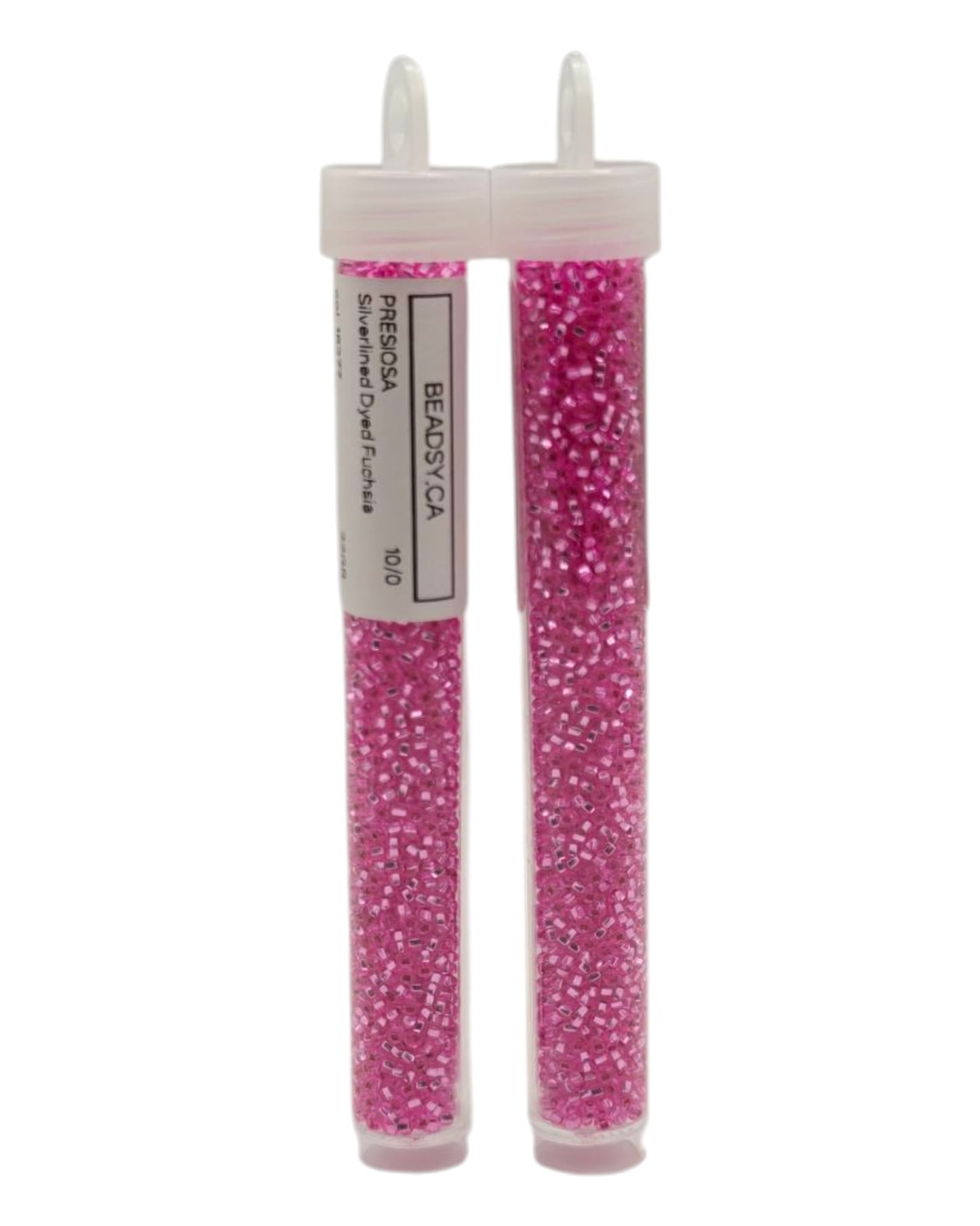 Pink fuchsia silver-lined beads for peyote, loom and embroidery, 22 g tube