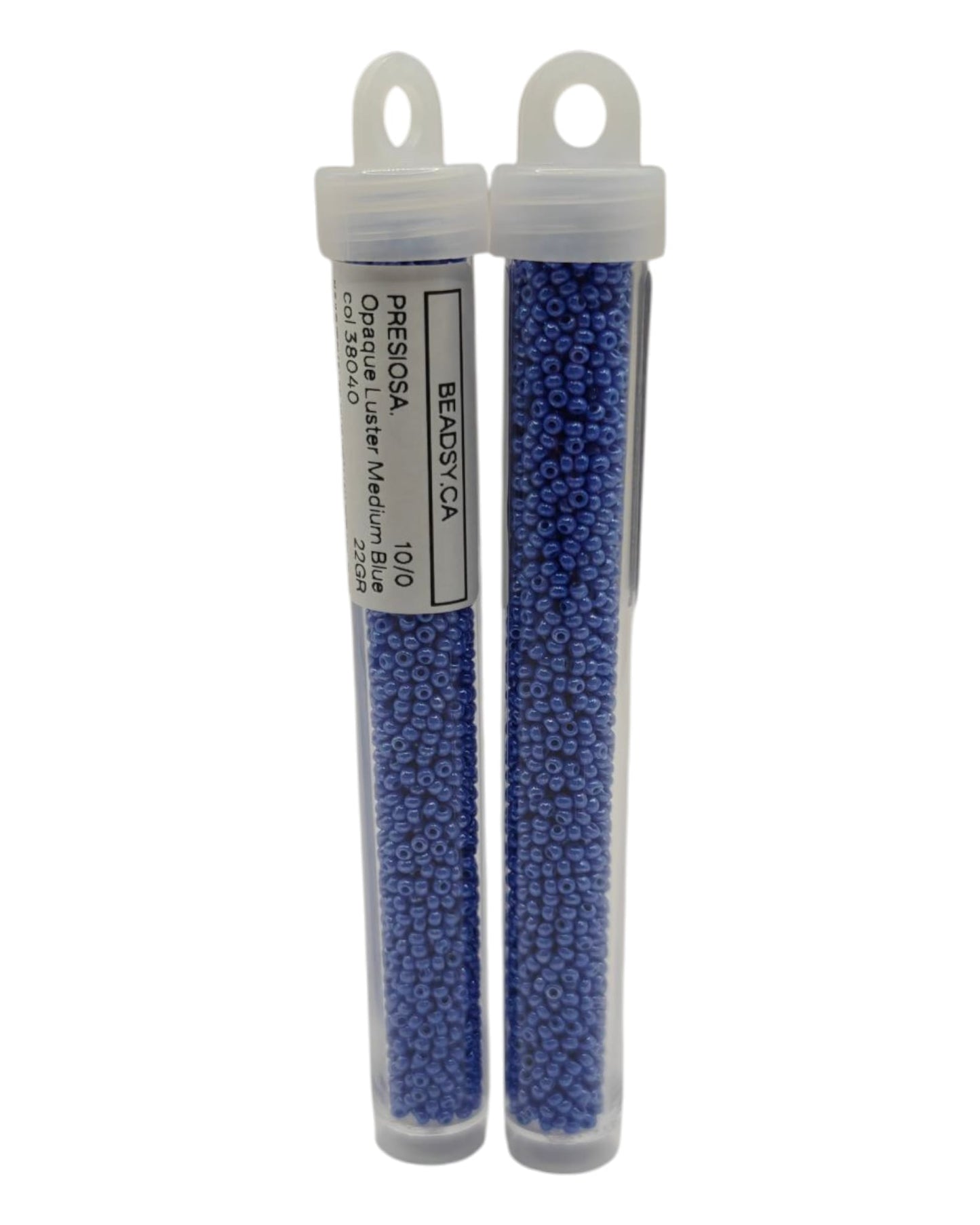 Preciosa Czech seed beads 10/0 Opaque Luster Medium Blue 38040 in tube
