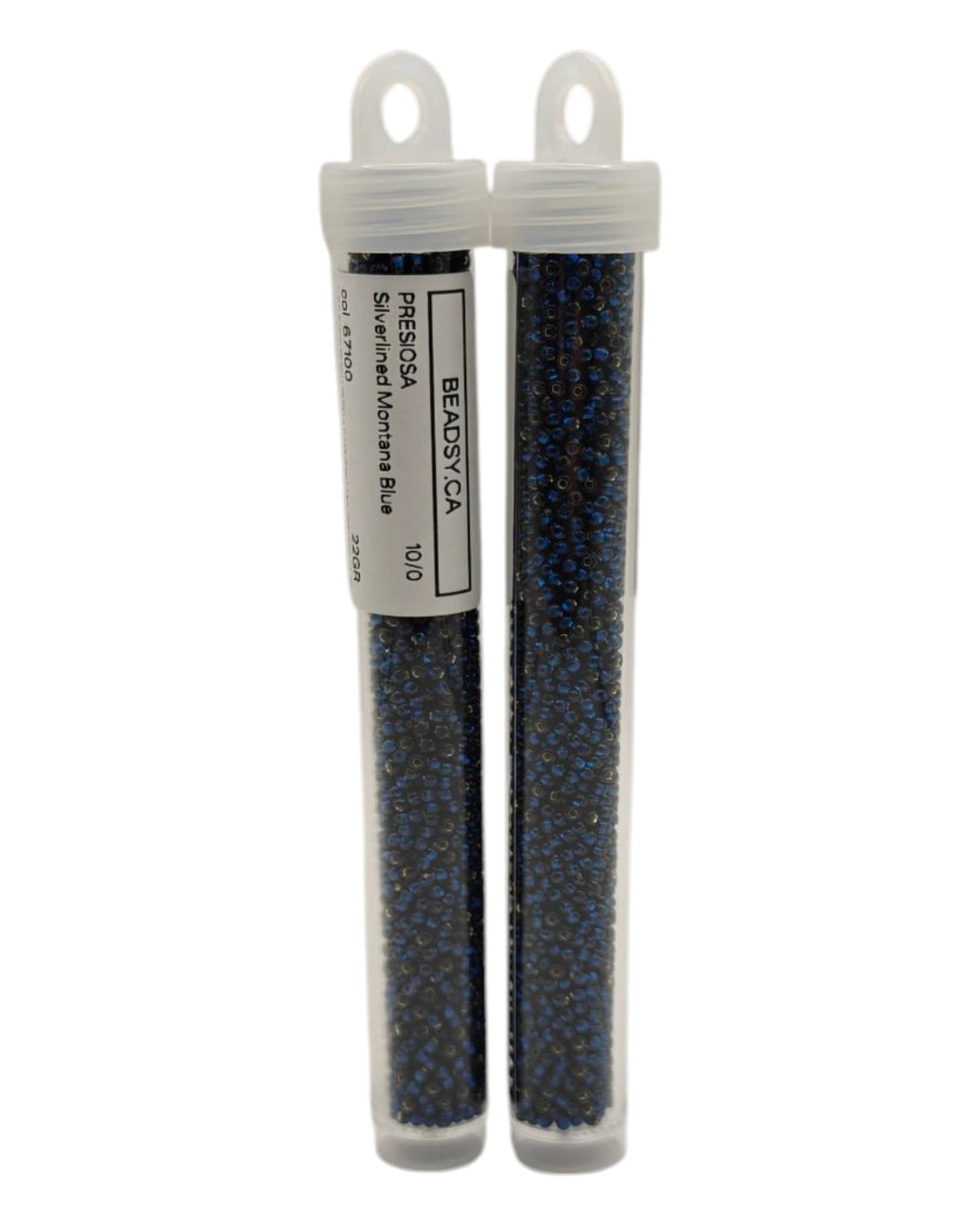 Preciosa tubes 10/0 Silverlined Montana Blue seed beads (code 67100)