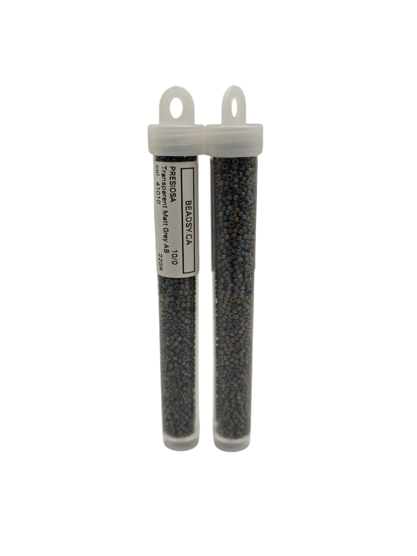 PRECIOSA 10/0 Transparent Matt Grey AB seed beads, color code 41010
