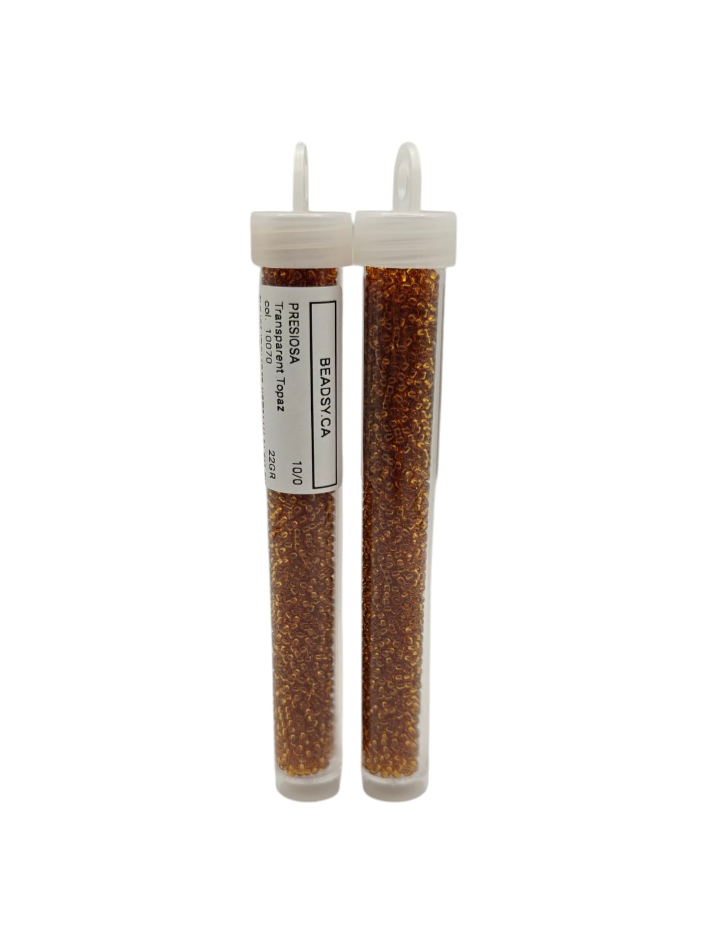 Preciosa Czech Seed Beads 10/0 Transparent Topaz in Tube Packaging