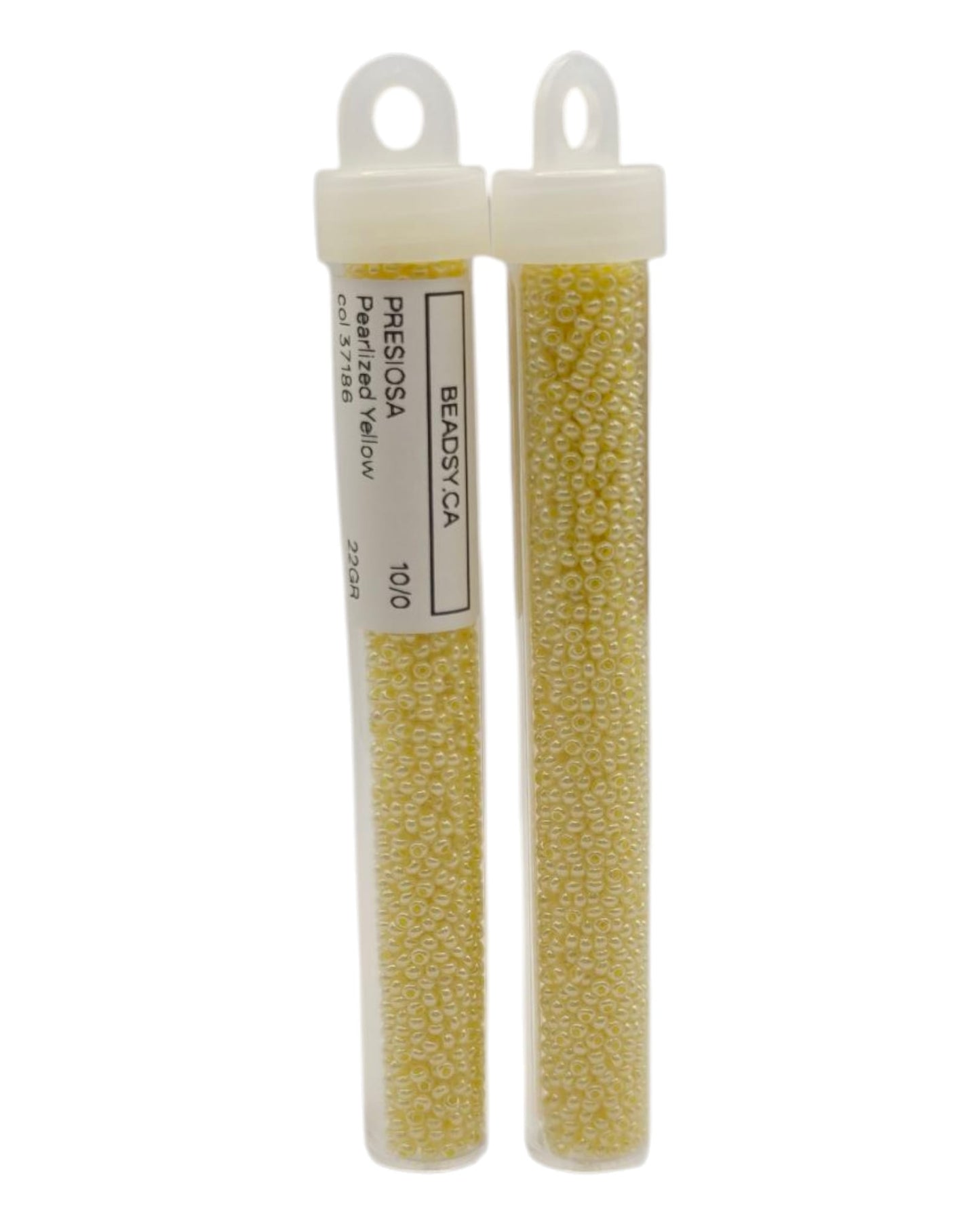 Tube image: Tubes of Preciosa 10/0 pearlized yellow seed beads colour 37186
