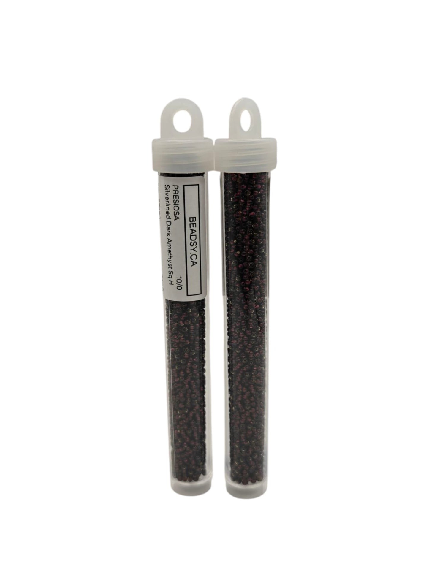 Tube of Preciosa 10/0 Silverlined Dark Amethyst Square Hole seed beads 27080