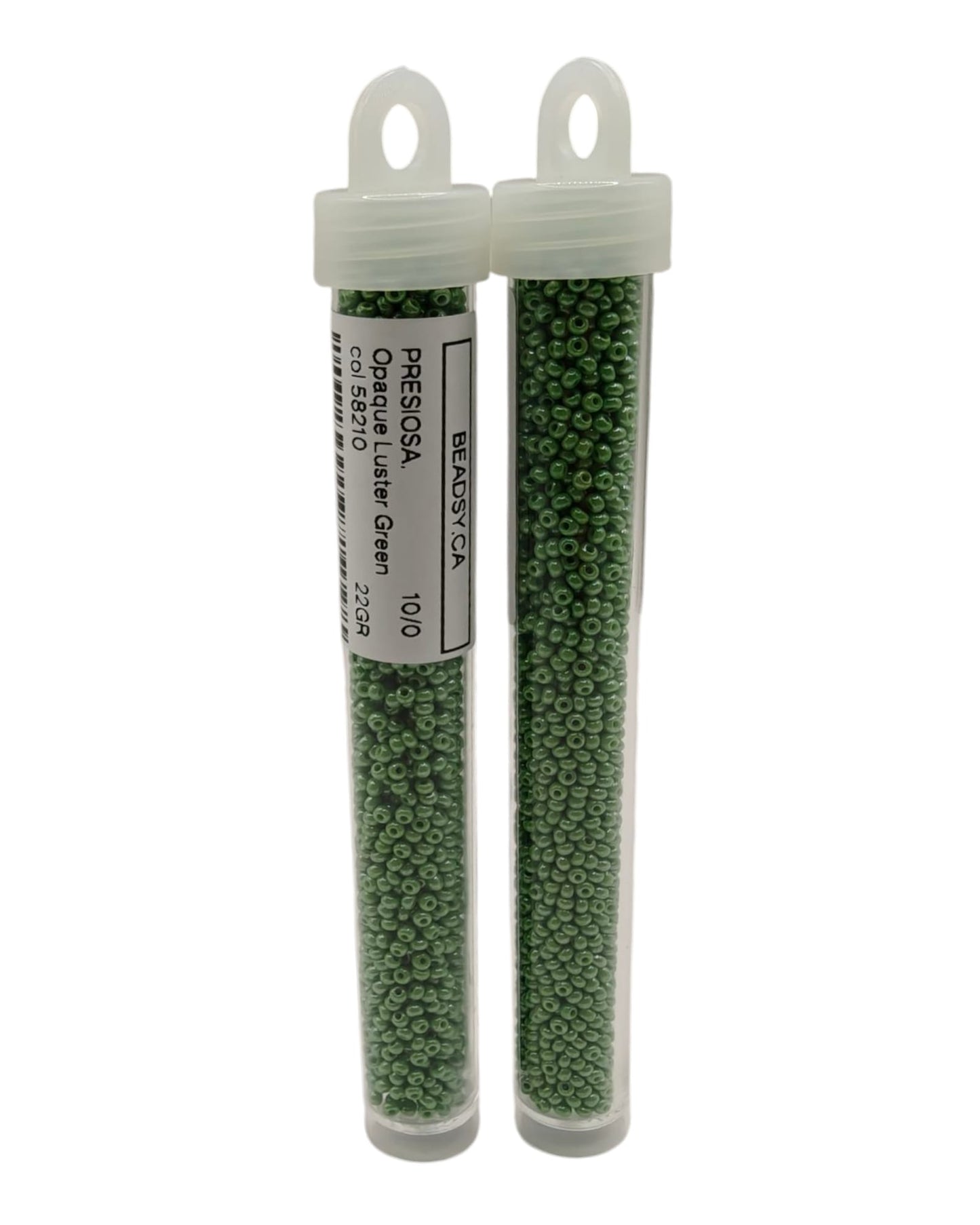 Tube of Preciosa Czech seed beads 10/0 Opaque Luster Green 58210 for jewelry and crafts
