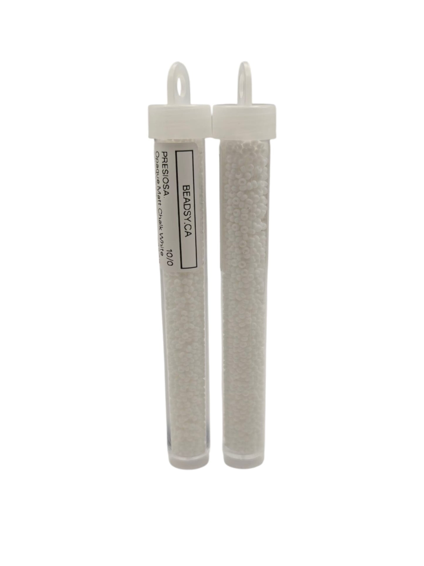 Tubes of Preciosa 10/0 Opaque Matte Chalk White seed beads code 03050