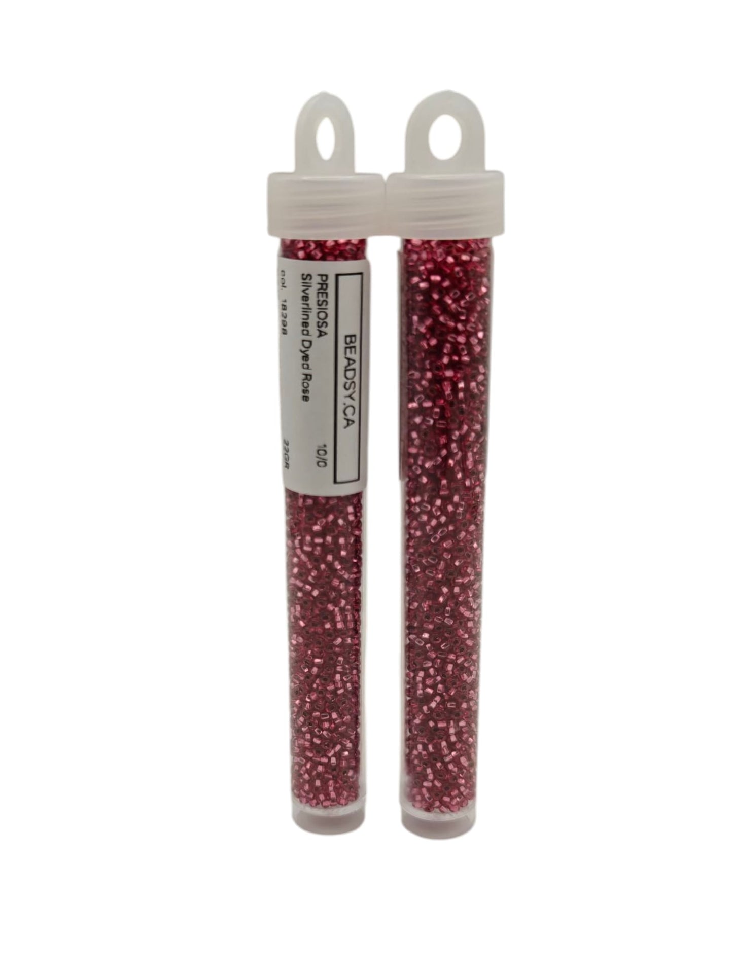 Tubes of Preciosa 10/0 Silverlined Dyed Rose seed beads 18298