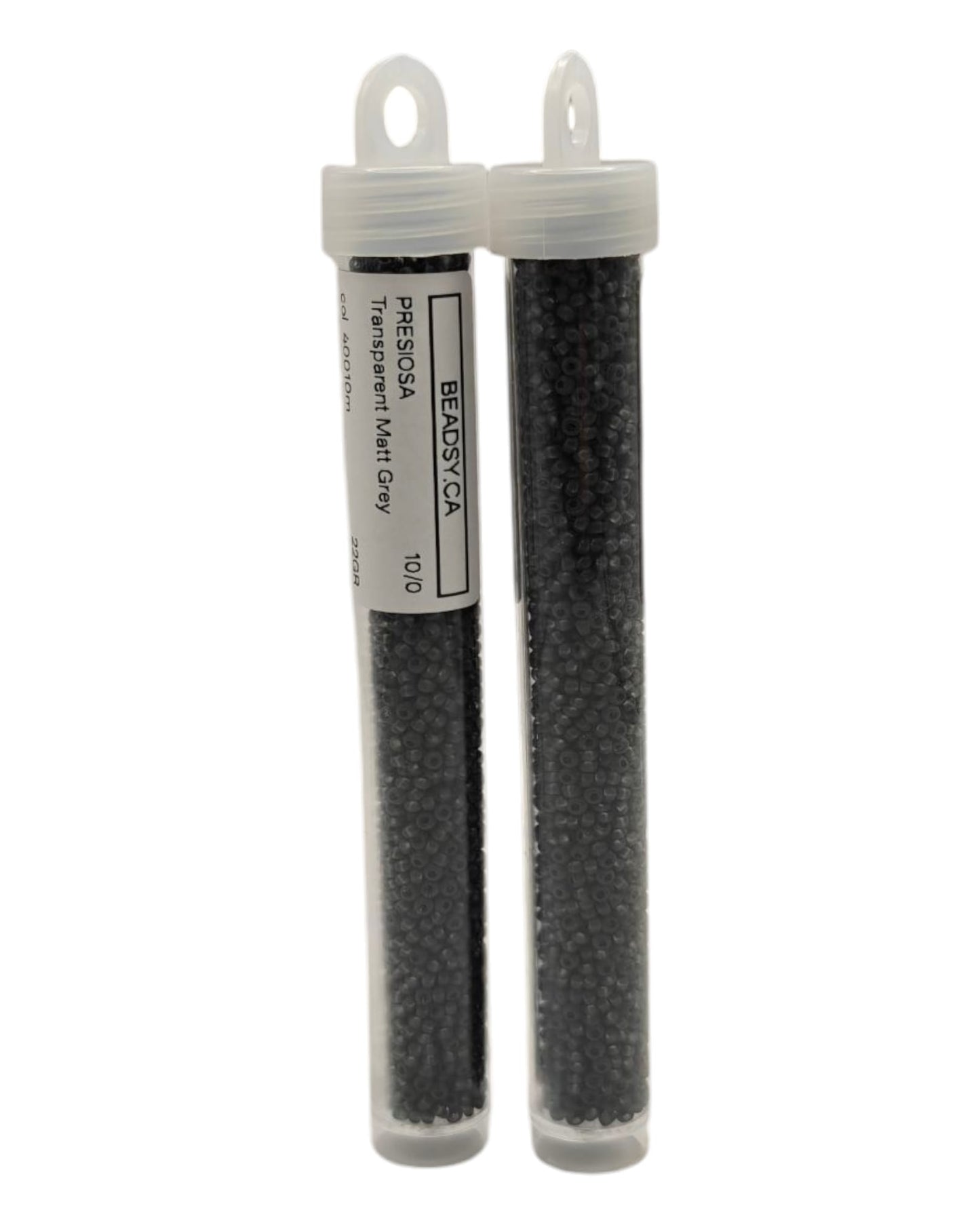 Tubes of Preciosa 10/0 Transparent Matt Grey 40010m seed beads