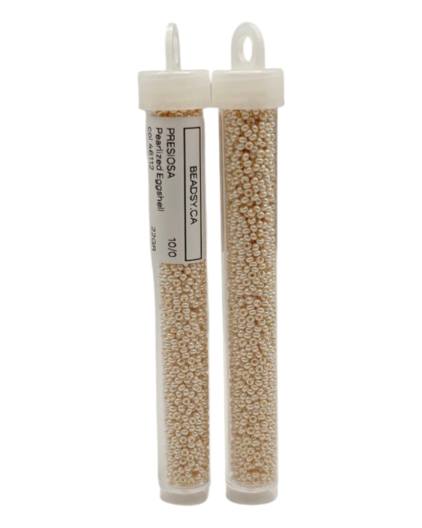 Two retail tubes of Preciosa 10/0 Pearlized Eggshell Czech seed beads (46112)