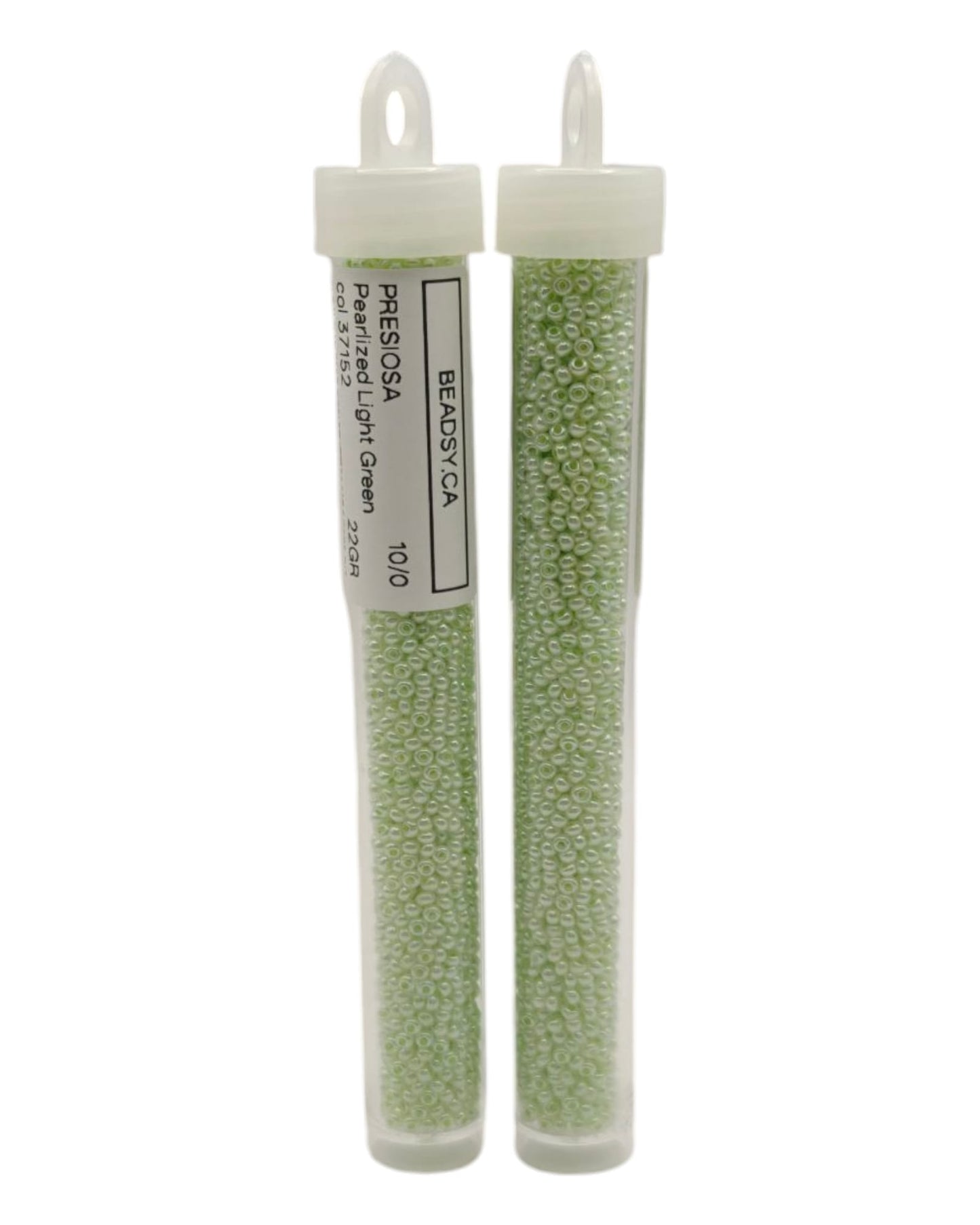 Two tubes Preciosa 10/0 Pearlized Green seed beads, code 37152