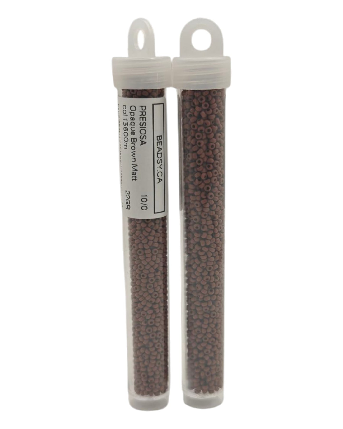 Two tubes of Preciosa Czech seed beads 10/0 opaque matte brown (13600m)