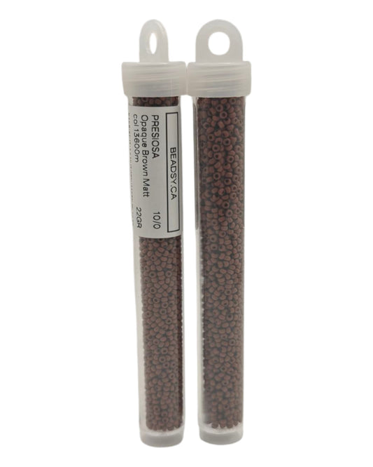 Two tubes of Preciosa Czech seed beads 10/0 opaque matte brown (13600m)