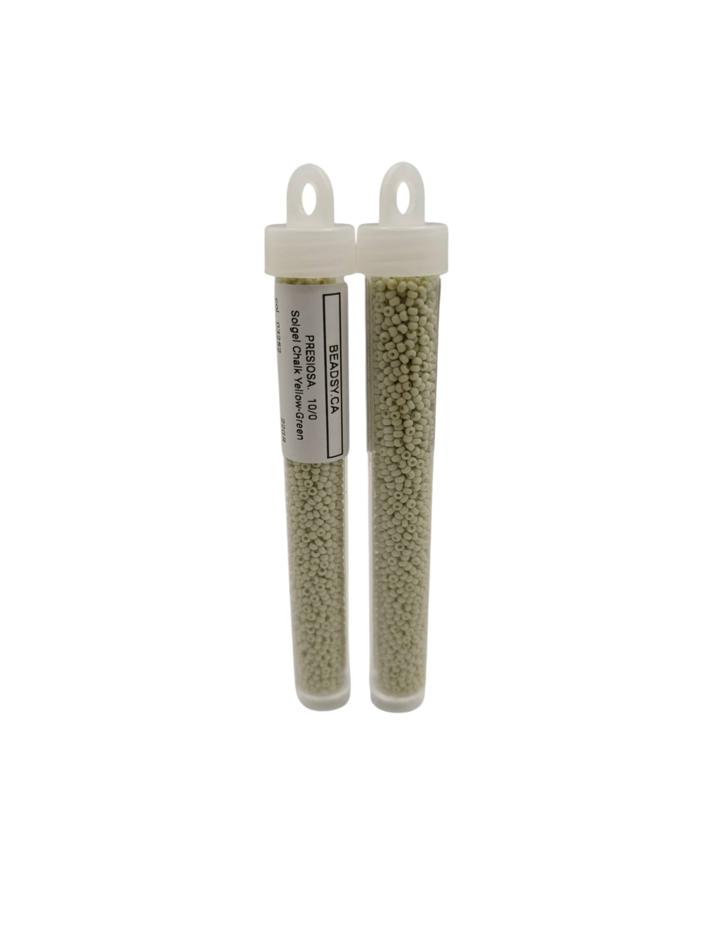 Two vials of Preciosa Czech seed beads 10/0 in color 03241 – Solgel Chalk Grey