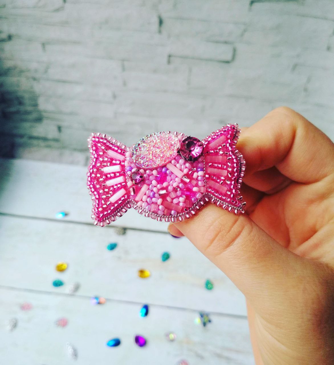 playful candy design brooch handmade