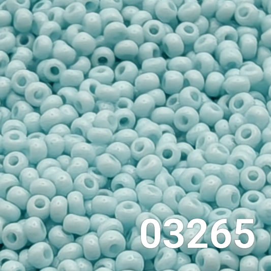 Close-up of Preciosa Czech Seed Beads 10/0 - Solgel Chalk Blue (03265)