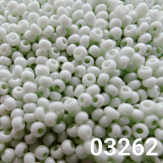 Preciosa Czech seed beads 10/0 Solgel Chalk Green color 03262 close-up