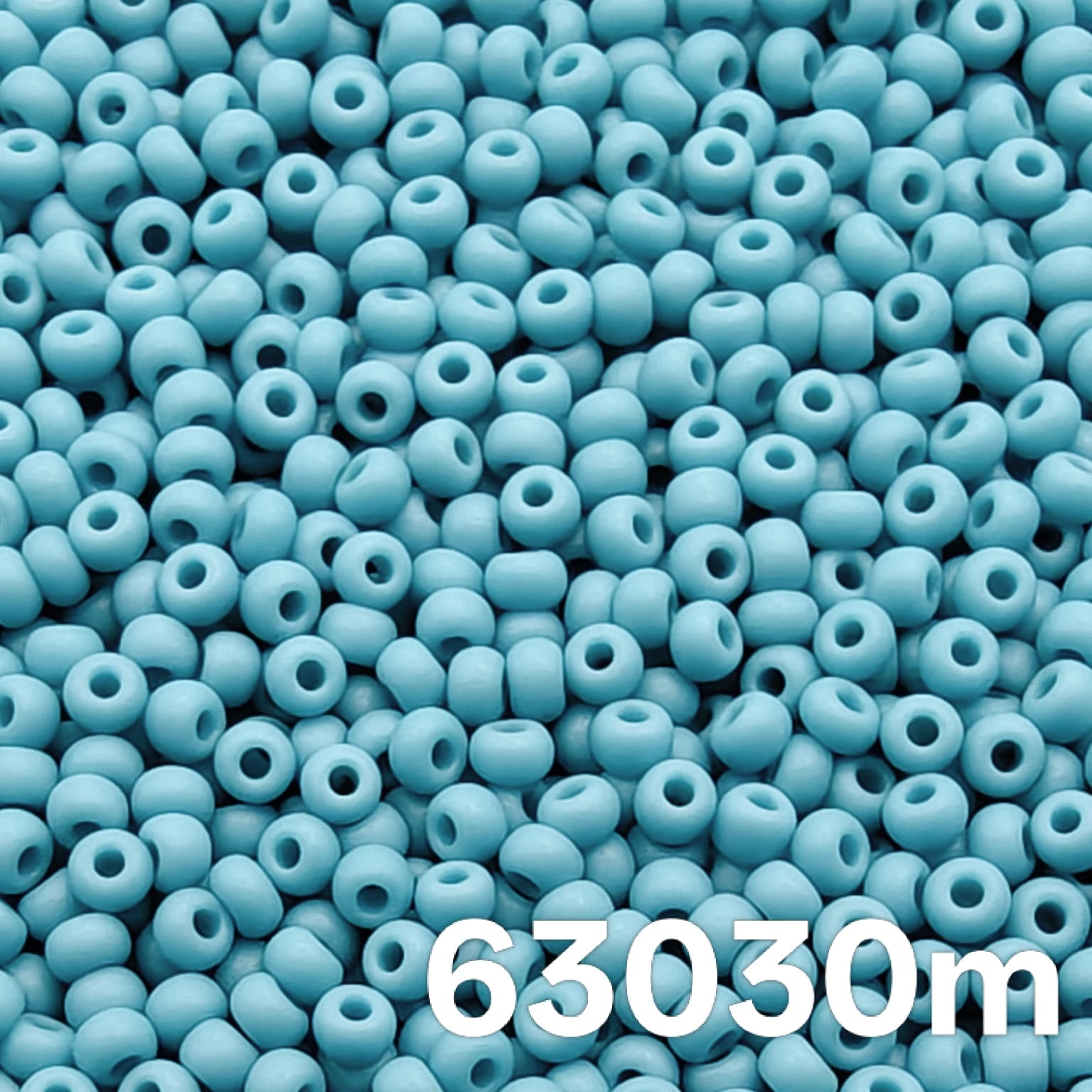 Close-up of Preciosa 10/0 opaque matte Light Blue Turquoise seed beads 63030m