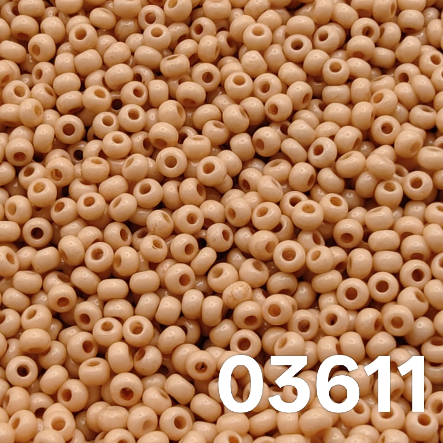 Close-up of Preciosa Czech seed beads 10/0 Solgel Chalk Light Mocha 03611