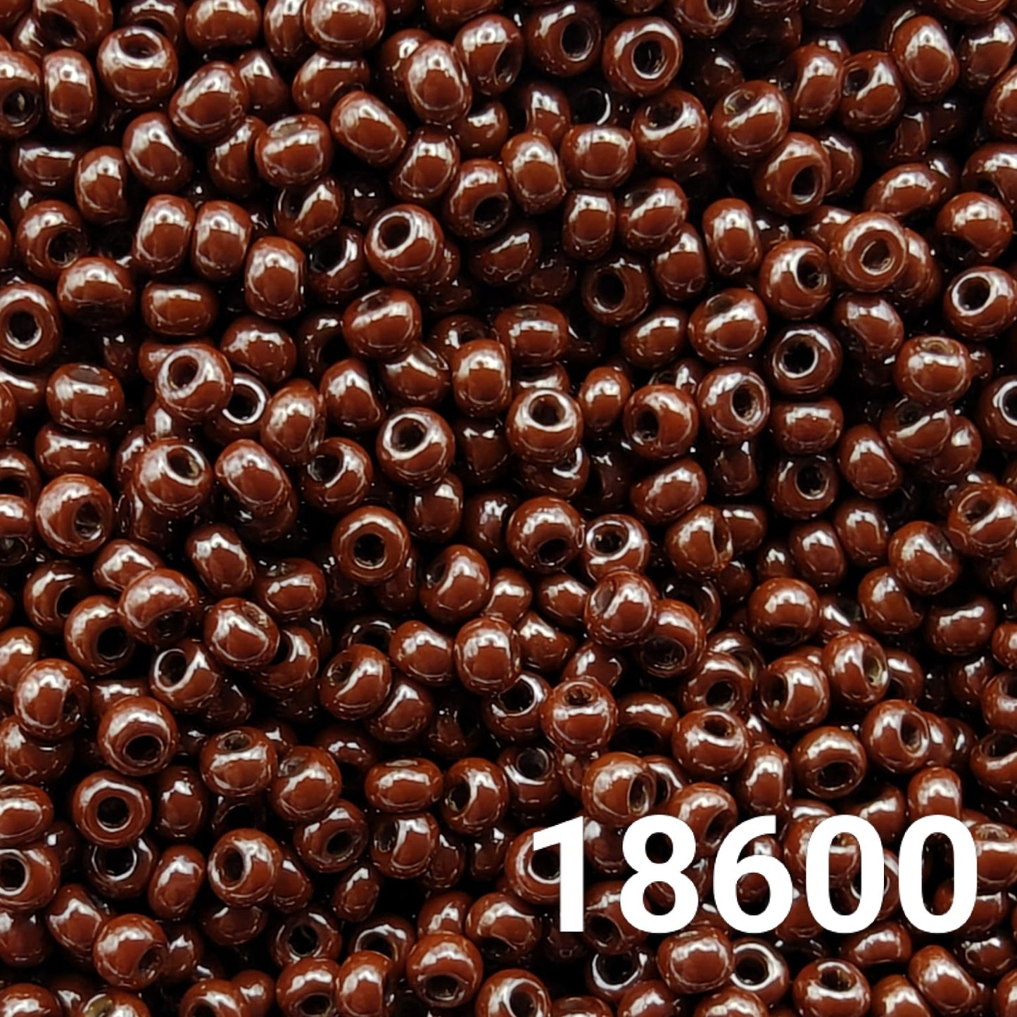 Preciosa 10/0 Opaque Luster Brown seed beads close-up
