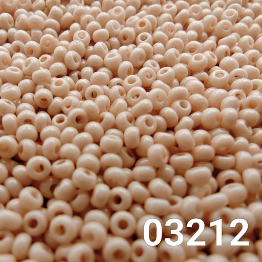 Close-up of Preciosa 10/0 seed beads in Solgel Chalk Blush Taupe color (03212)