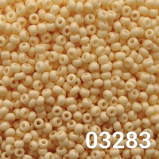 Round Czech seed beads Preciosa 10/0 Solgel Chalk Orange 03283 close-up
