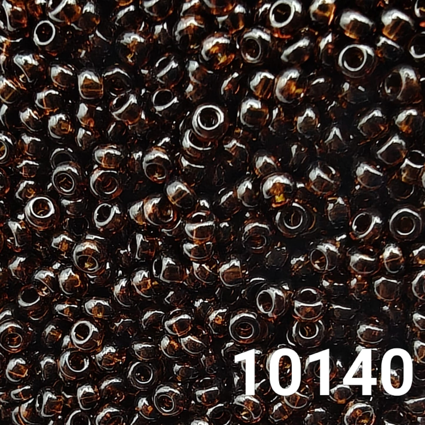 Preciosa 10/0 Transparent Brown Seed Beads Close-up – Code 10140