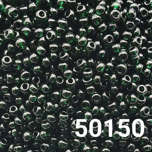 Transparent Dark Emerald Preciosa Czech Seed Beads 10/0 round glass beads for jewelry making.