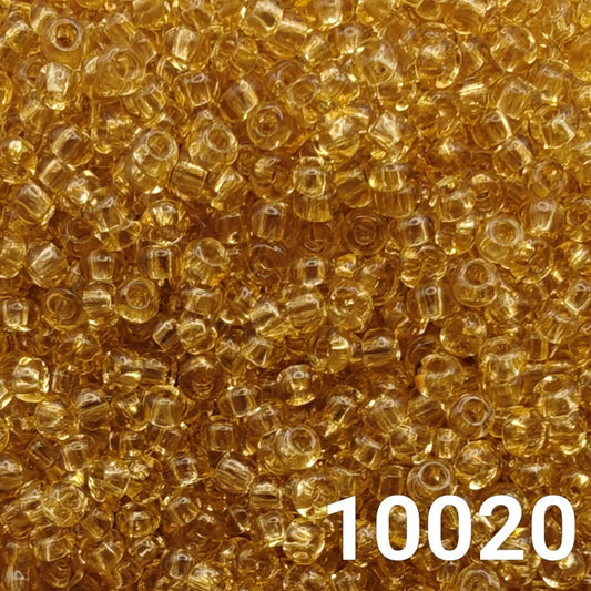 Preciosa 10/0 Transparent Light Topaz seed beads in golden yellow color