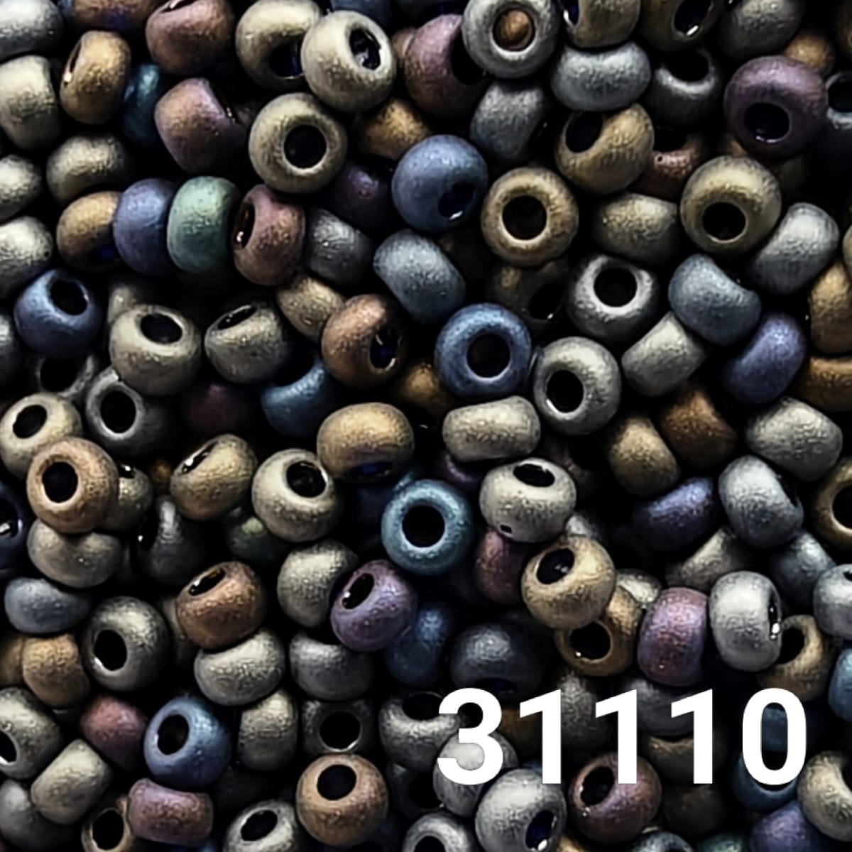 Close-up of Czech glass seed beads in color code 31110