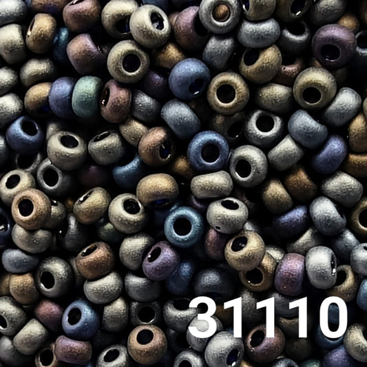 Close-up of Czech glass seed beads in color code 31110