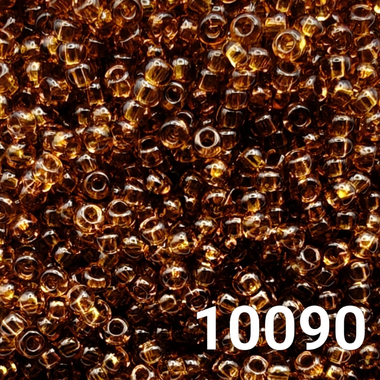 Transparent Medium Topaz Preciosa Czech seed beads 10/0 round glass beads.