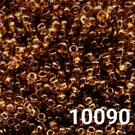 Transparent Medium Topaz Preciosa Czech seed beads 10/0 round glass beads.