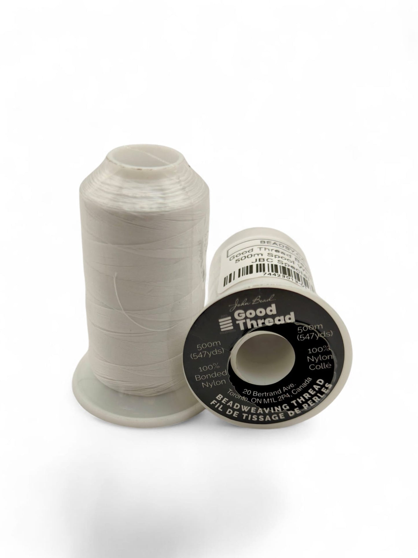 Good Thread Beading Thread 500 m White nylon spool – front label (JBC Special)