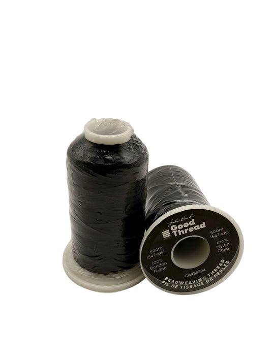 Good Thread bonded nylon beading thread, 500 m spool in black, smooth strong thread for seed bead weaving – JBC Special