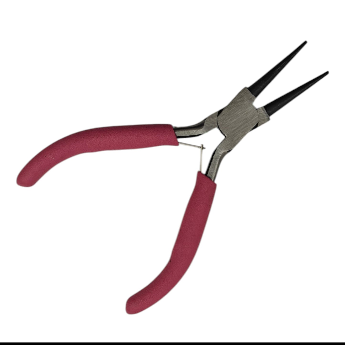 Long round nose pliers with soft grip handle isolated on white background