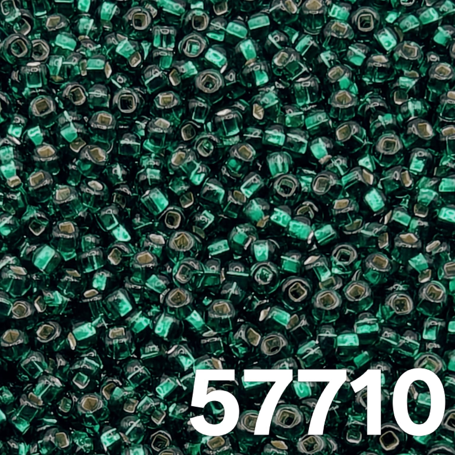PRECIOSA 10/0 Silverlined Teal 57710 seed beads macro, mirror core
