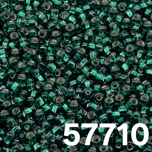 PRECIOSA 10/0 Silverlined Teal 57710 seed beads macro, mirror core