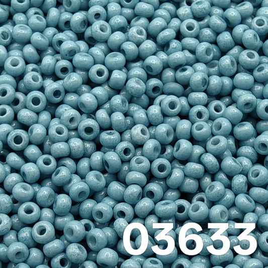 Preciosa 10/0 Czech seed beads — Solgel Chalk Blue-Green (03633), dusty teal