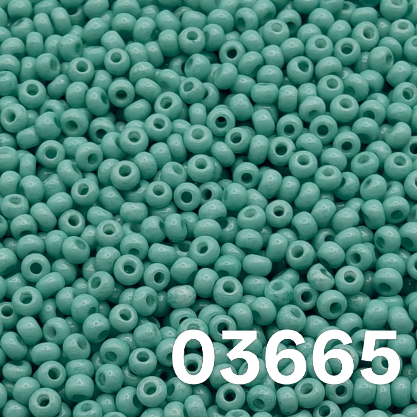 Preciosa 10/0 Czech seed beads — Solgel Chalk Blue-Green (03665), vivid teal/aqua.