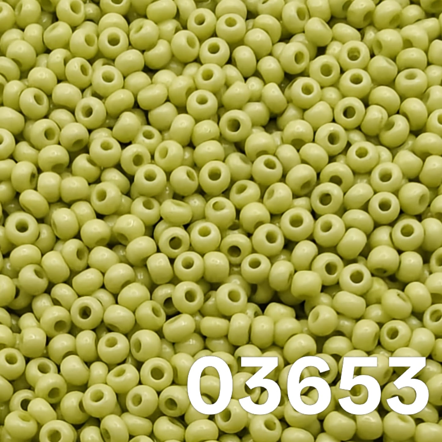 Preciosa 10/0 Czech seed beads — Solgel Chalk Yellow-Green (03653), soft chartreuse/pistachio