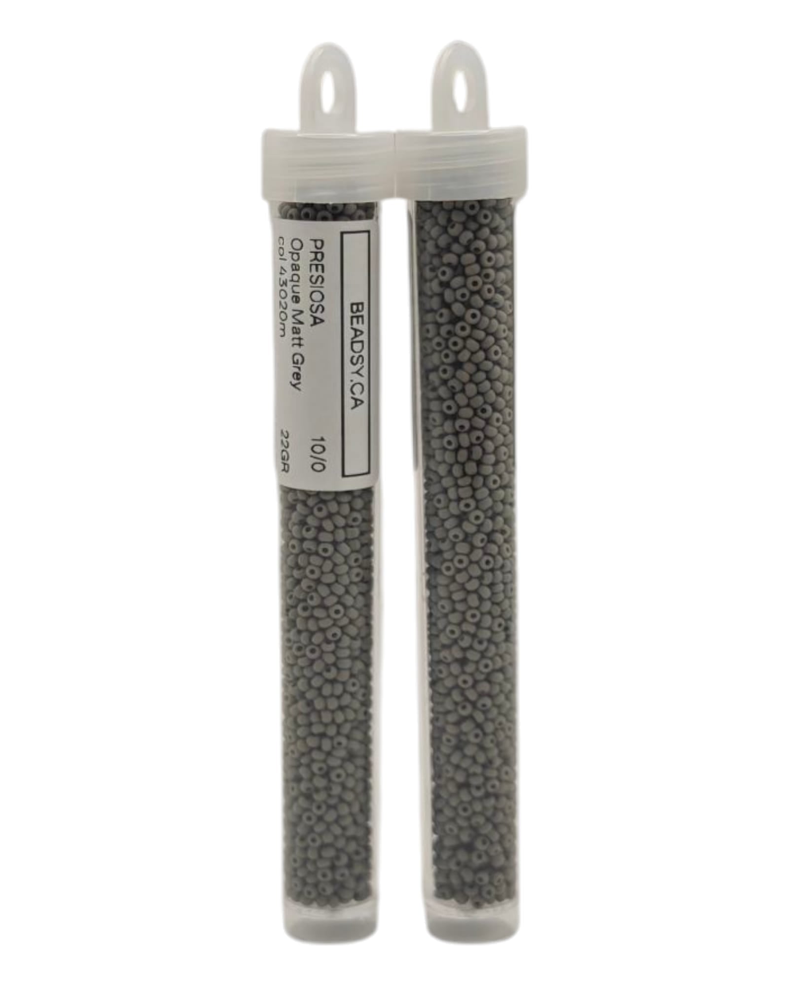 Preciosa 10/0 Opaque Matt Grey seed beads 43020m in 22g tubes