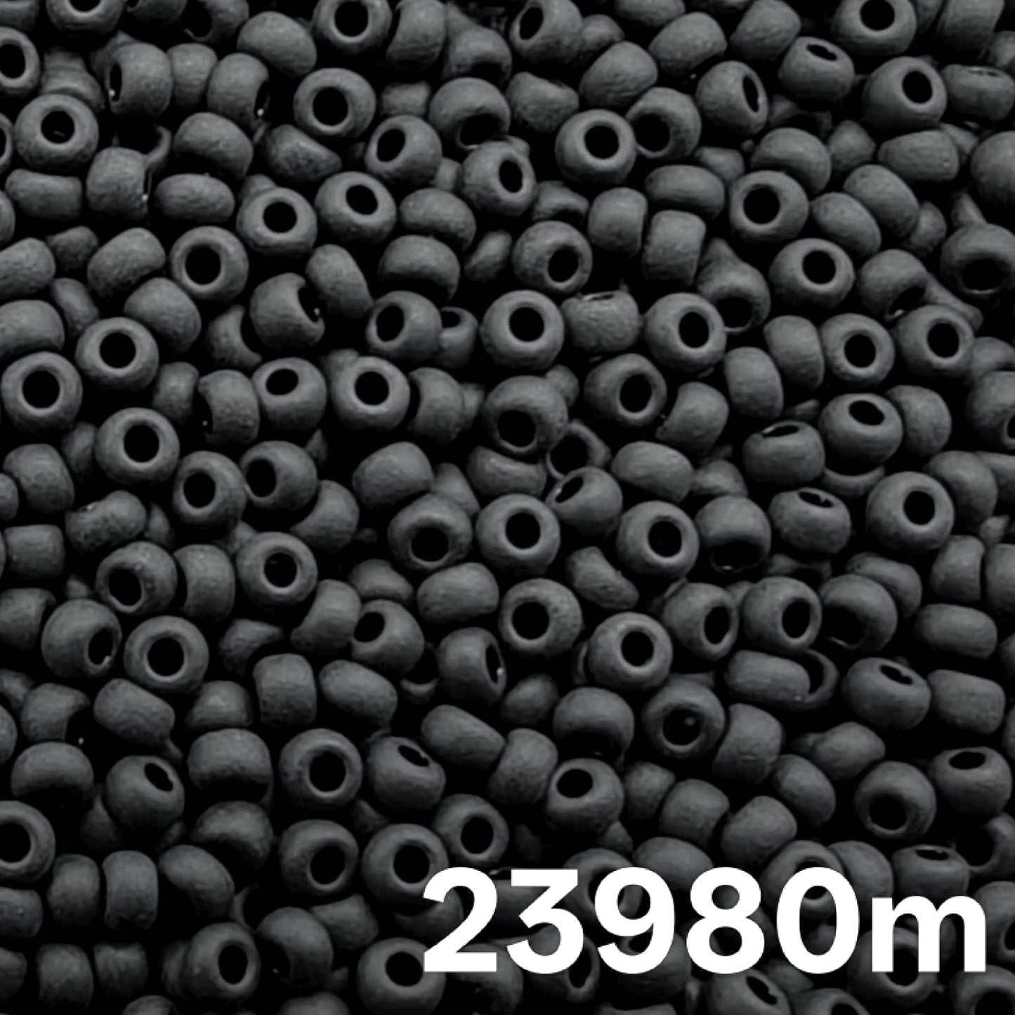 Preciosa 10/0 Opaque Matte Black seed beads 23980m — close-up macro