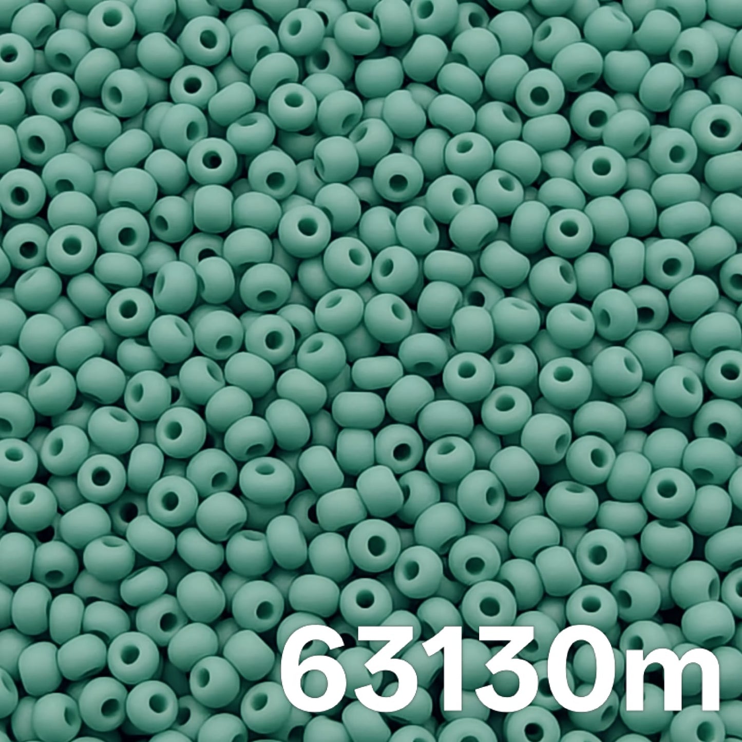 Preciosa 10/0 Opaque Matte Green Turquoise seed beads 63130m close-up