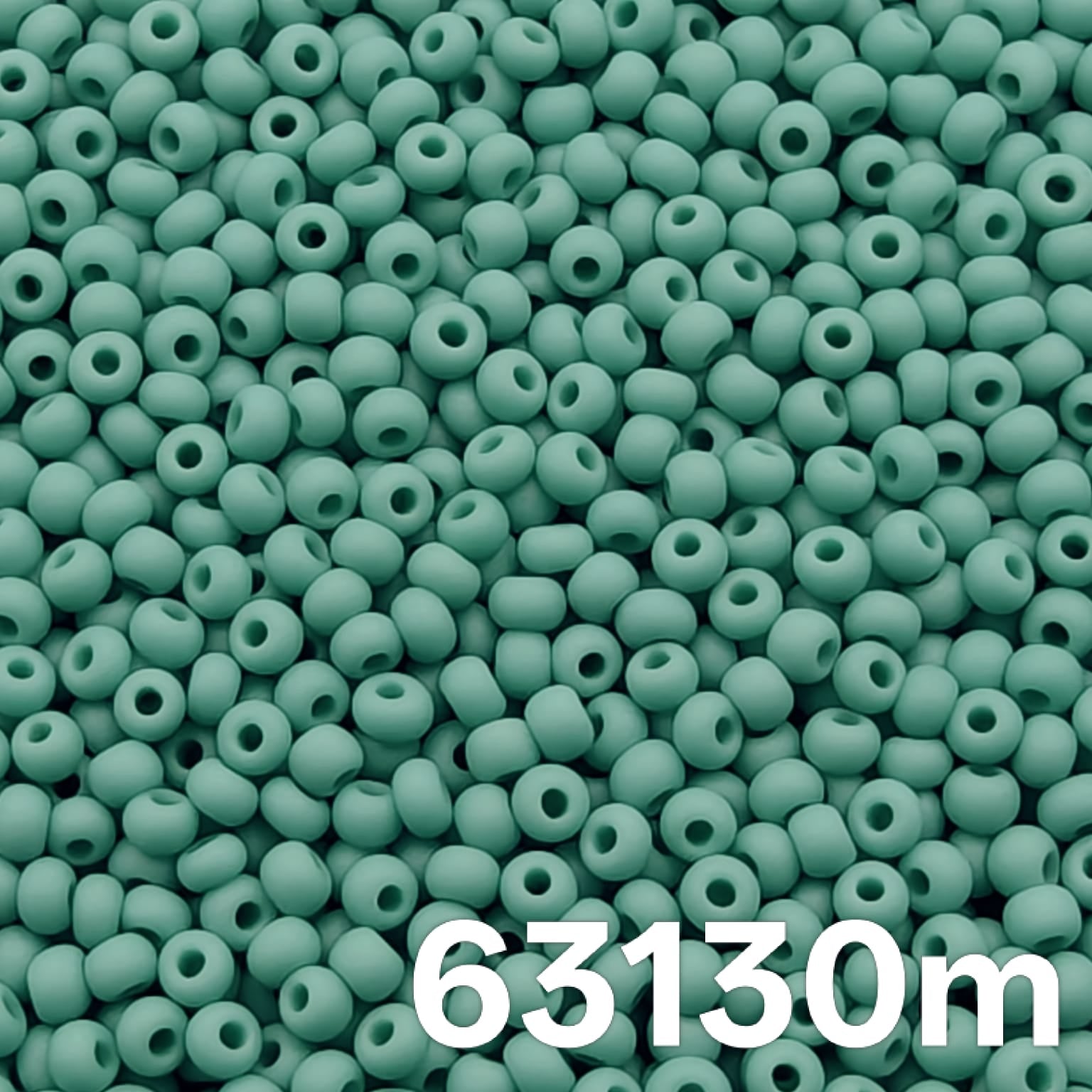 Preciosa 10/0 Opaque Matte Green Turquoise seed beads 63130m close-up