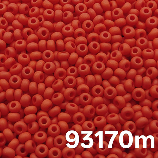 Preciosa 10/0 Opaque Matte Light Red seed beads 93170m close-up