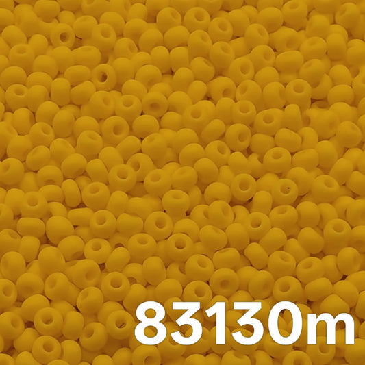 Preciosa 10/0 Opaque Matte Yellow seed beads 83130m close-up