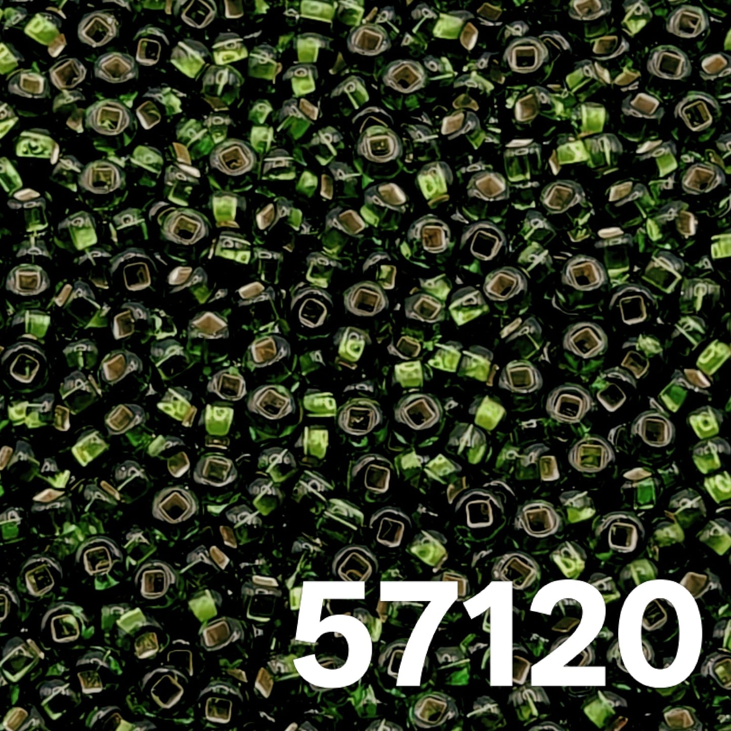 Preciosa 10/0 Silverlined Light Emerald 57120 — round Czech seed beads close-up