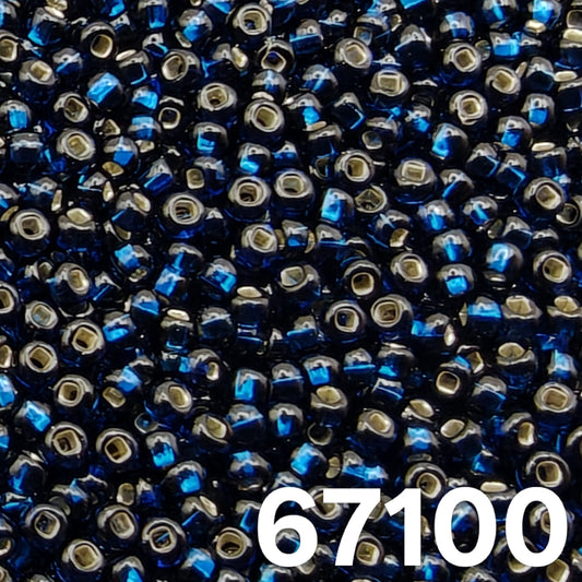 Preciosa 10/0 Silverlined Montana Blue seed beads 67100 close-up
