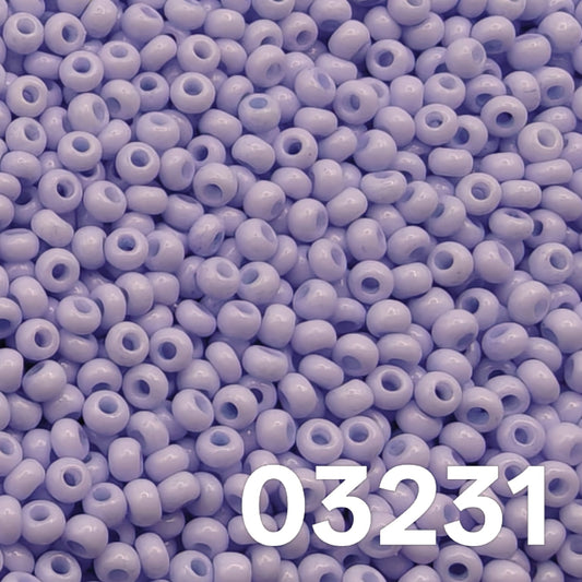 Preciosa 10/0 Solgel Chalk Blue seed beads, color code 03231.