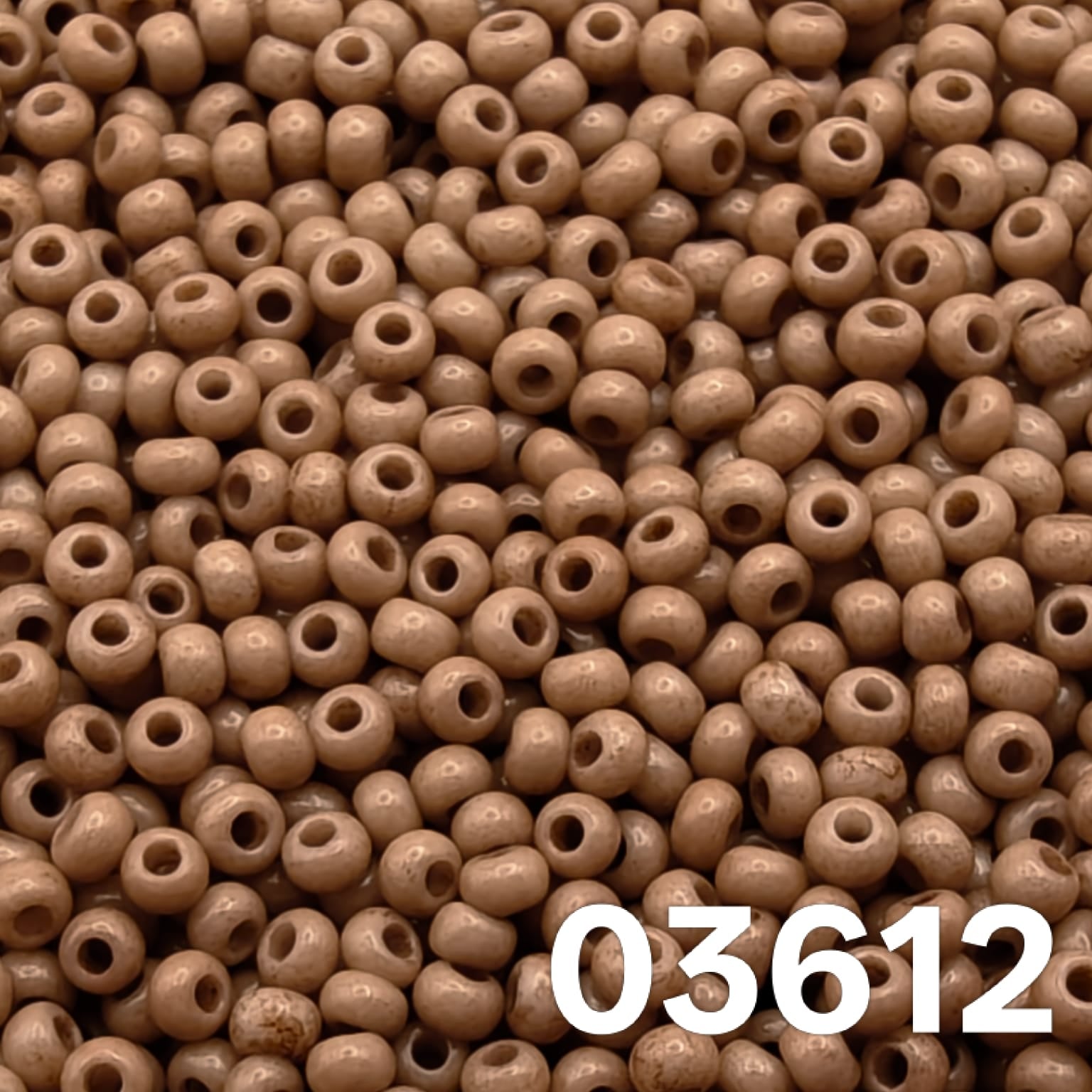 Preciosa 10/0 Solgel Chalk Mocha seed beads close-up, code 03612