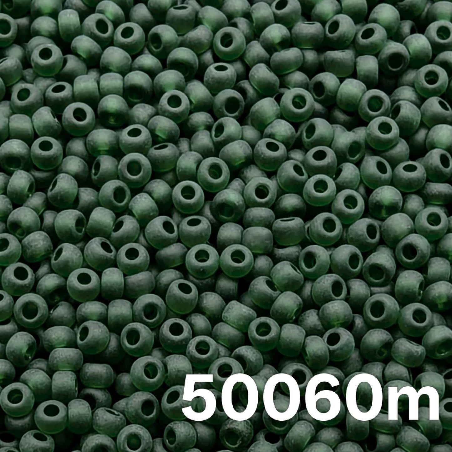 Preciosa 10/0 Transparent Matte Green seed beads 50060m close-up